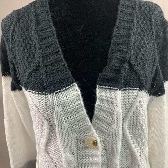 Light Color Block Cable Knit Cardigan - Picture 7 of 9